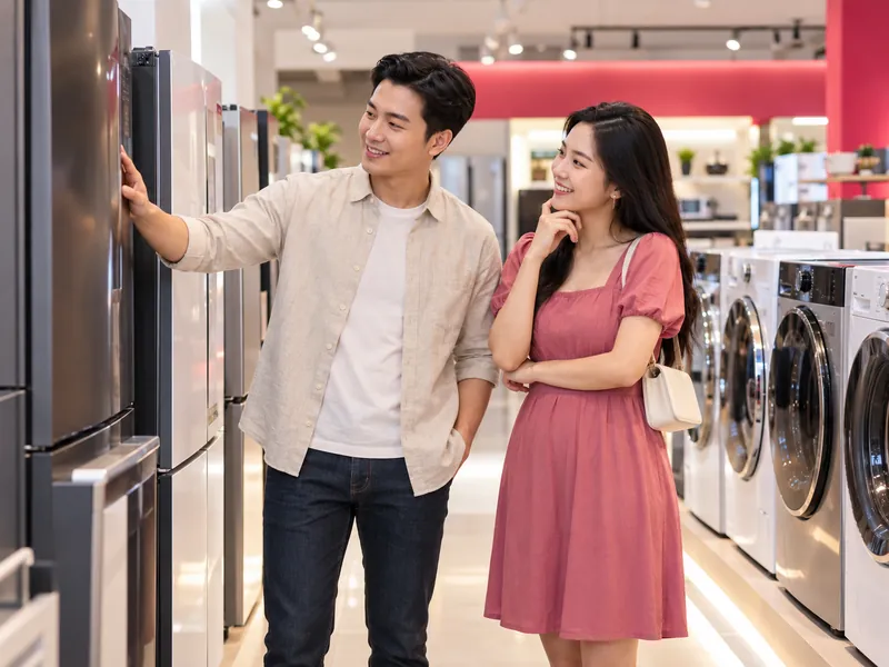 Cặp đôi chọn tủ lạnh và máy giặt