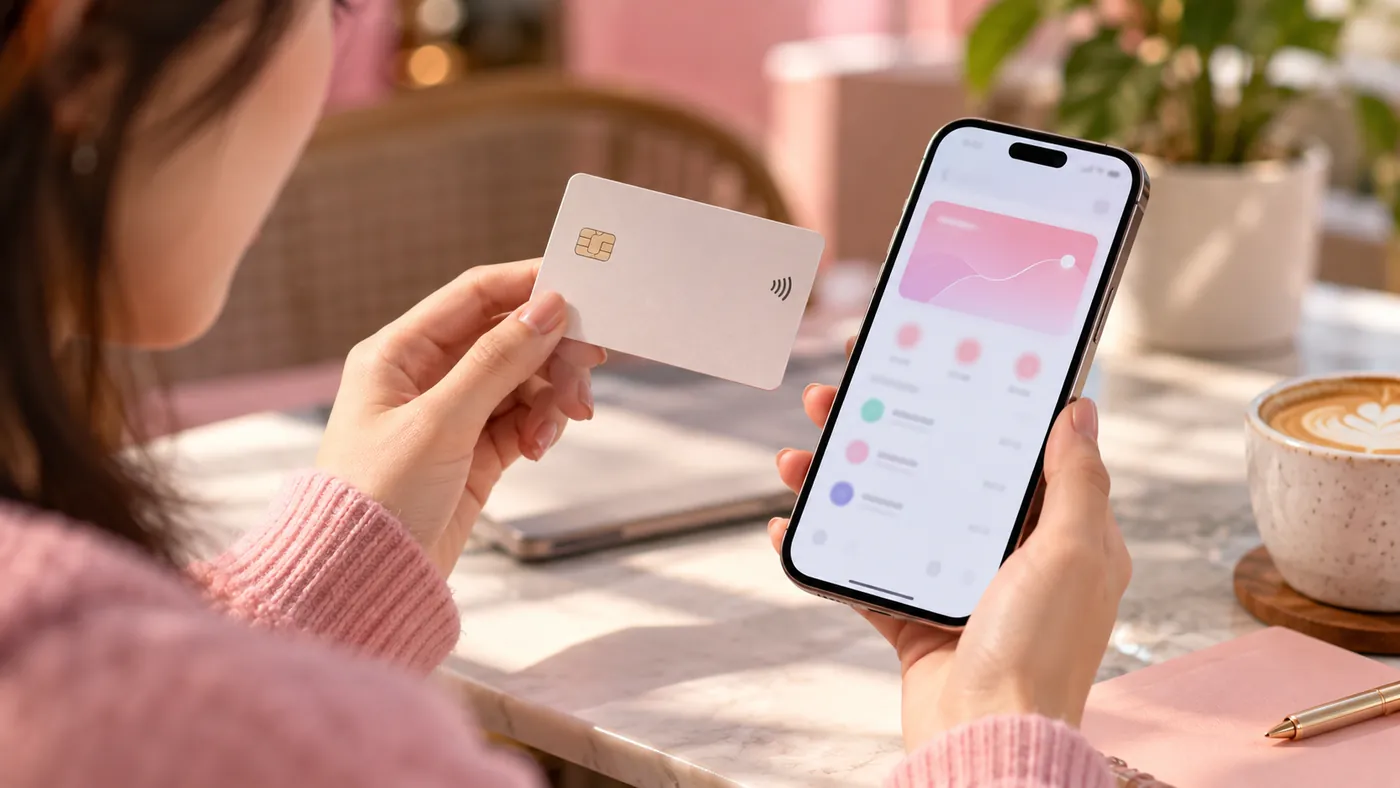 Tay cầm thẻ trơn và điện thoại